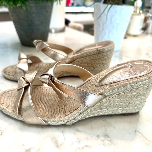 ALEXANDRE BIRMAN Clarita Demi Wedge Golden Raffia Espadrille Wedge Mules Size 37 - Picture 7 of 11